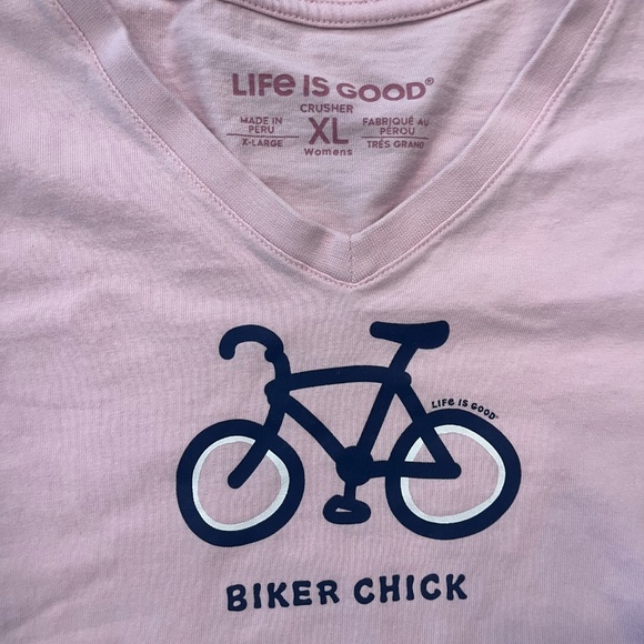 Life is Good biker chick shirt size XL-V neck - Picture 2 of 4